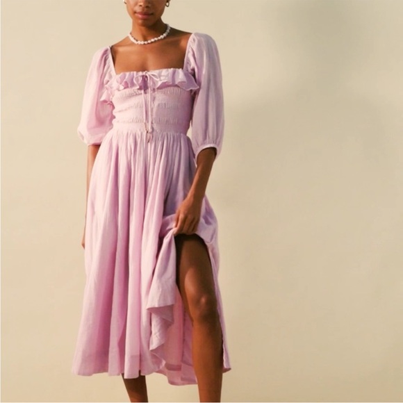 Free People Dresses & Skirts - Free People Oasis Ruffle Romantic Cotton Gauzy Cottagecore Coquette Midi Dress
